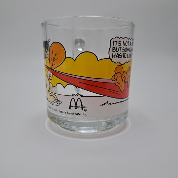 McDonalds Garfield Glass Mug Coffee Cup 1978 Cartoon Jim Davis Collectible - Picture 4 of 8